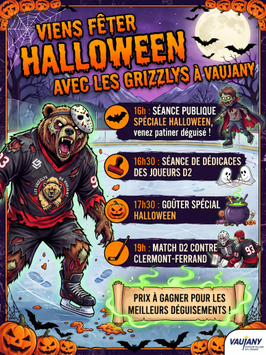 Viens fêter Halloween avec les Grizzlys!